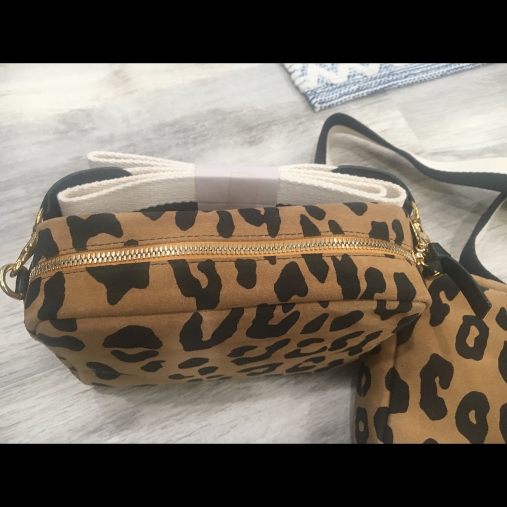 Clare V Midi Suede Leopard Sac Crossbody Clutch - Picture 13 of 13